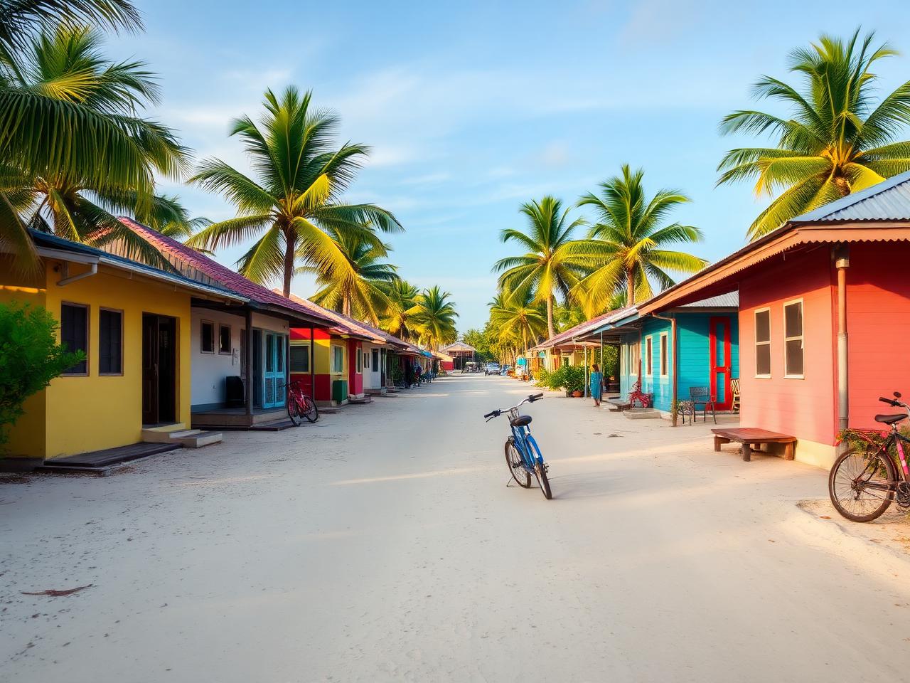 Sandy street in Dhigurah island village